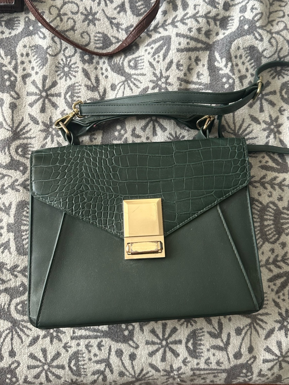 Dark Green Women’s Structured Shoulder Bag